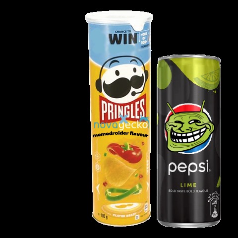 Pringles x Novagecko: memedroider flavour & Pepsi lime x Novagecko
