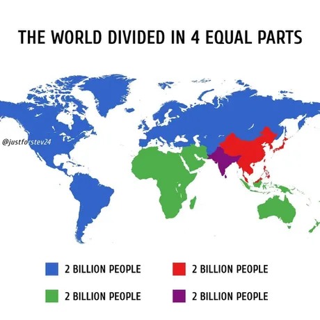 the world divided in 4 equal parts - meme