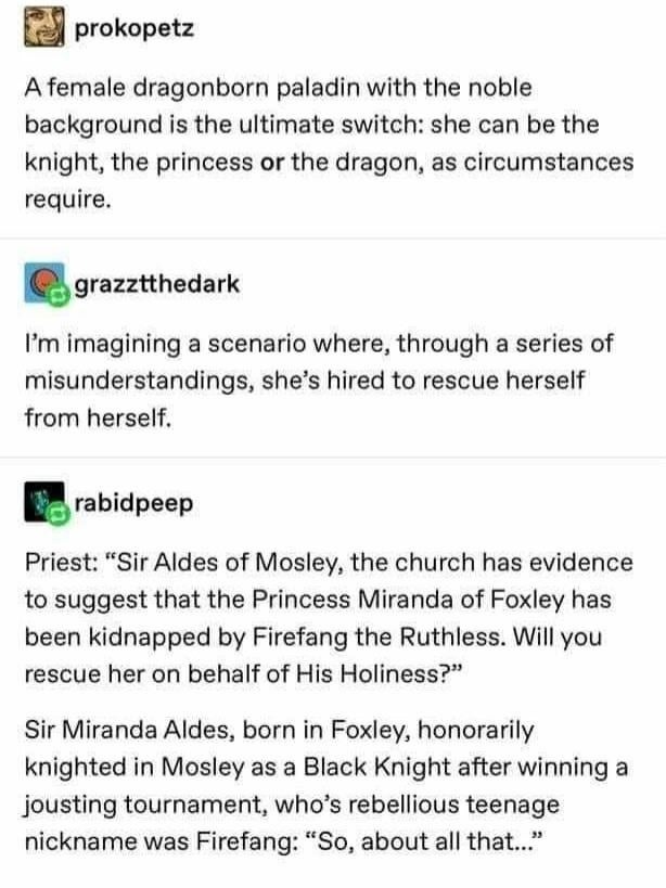 The knight, the princess, and the dragon all in one - meme