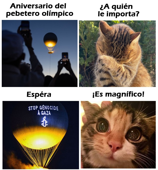 Amnesty International proyecta un mensaje sobre el pebetero olímpico - meme