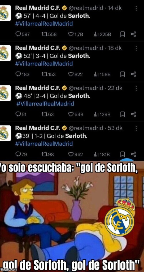 Meme del Villarreal vs Real Madrid