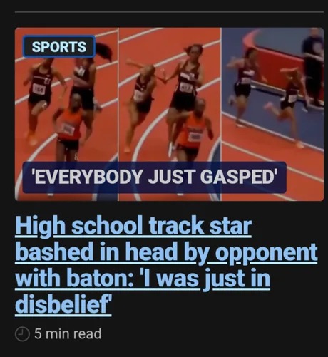 High school track star bashed in head with baton - meme