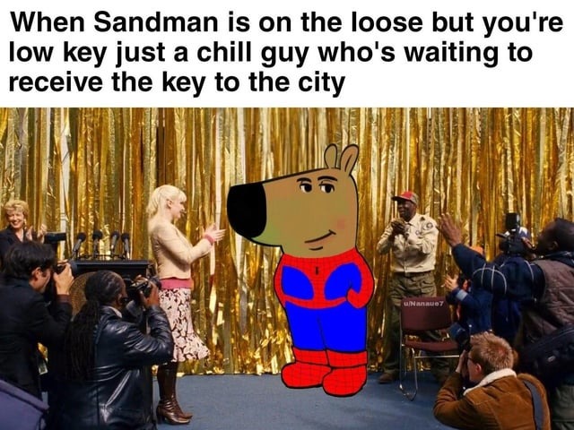 Spiderman is just a chill guy - meme