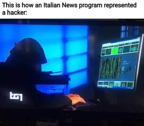 Italian News program represented a hacker: - meme