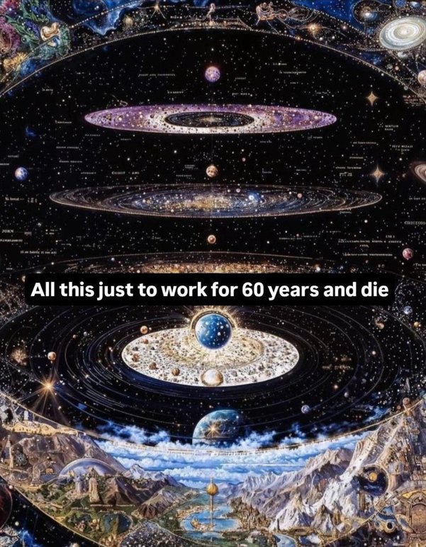 Grind 60 years, unlock death - meme