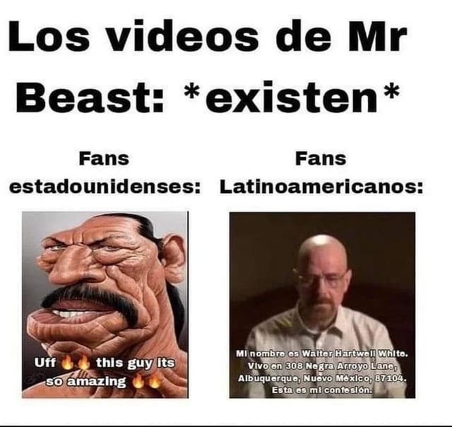 En los comentarios de los vídeos de Mr Beast - meme