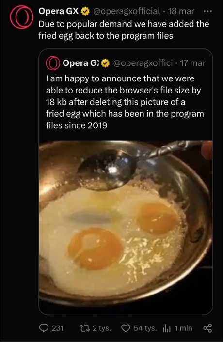 Opera GX fried egg meme