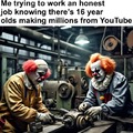 Clowns working meme