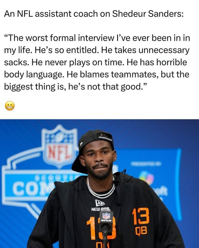 NFL coach: Shedeur interview felt like a boss fight - meme