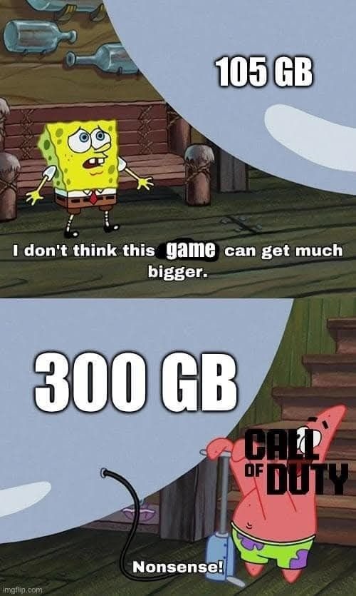 105 GB? 300 GB? This game is eating my SSD - meme