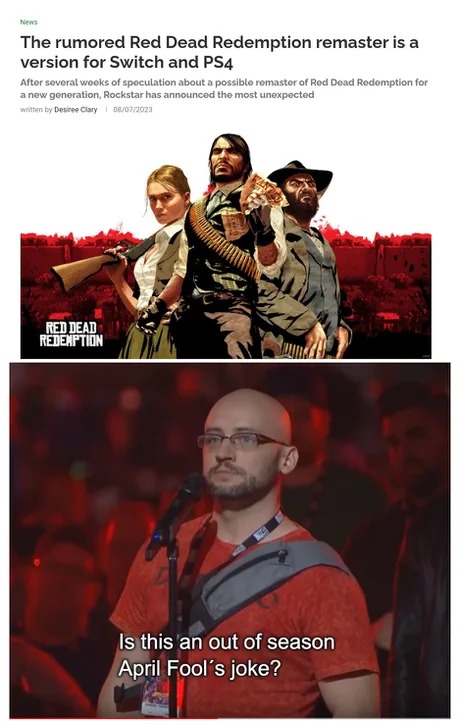 Red Dead Redemption for Switch and PS4 - meme