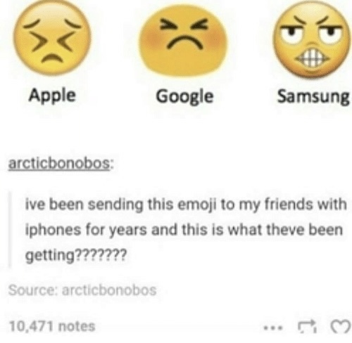 The samsung emoji looks like a kid on drugs - meme