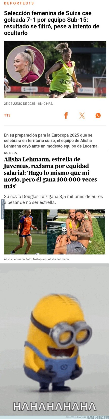 Memes del equipo suizo perdiendo 7-1 con los sub 15