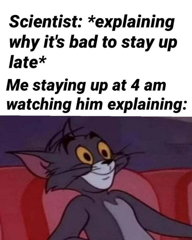 Why it is bad to stay up late - meme