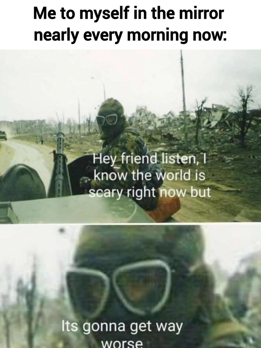 Positive self-talk: now with extra panic - meme