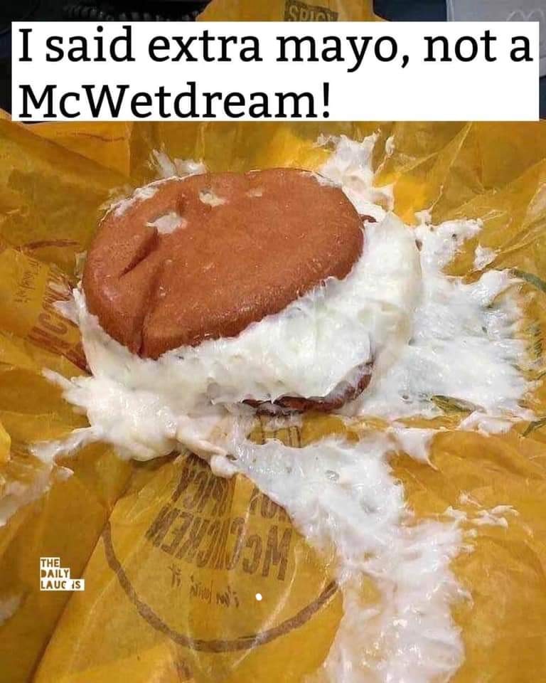 Can I offer you a mccreampie between your buns? - meme