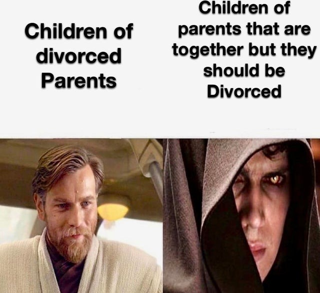 Children of divorced parents - meme