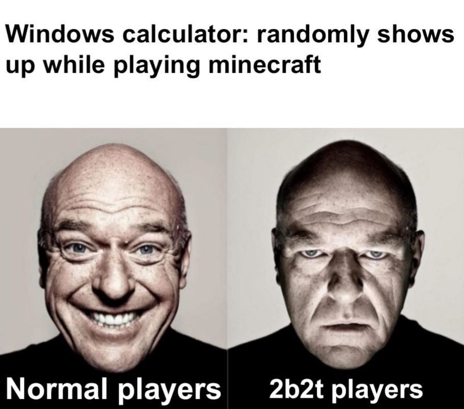 Minecraft players when calculator pops up mid-fight - meme