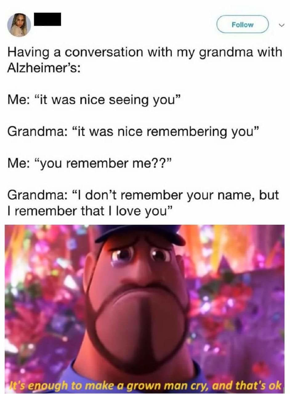 sad and wholesome conversation with grandma in a meme