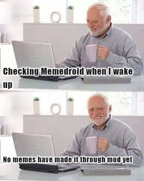 I'm sure you folks have also noticed periods where there are no new memes for 5-6 hours due to mods not getting off their lazy arses