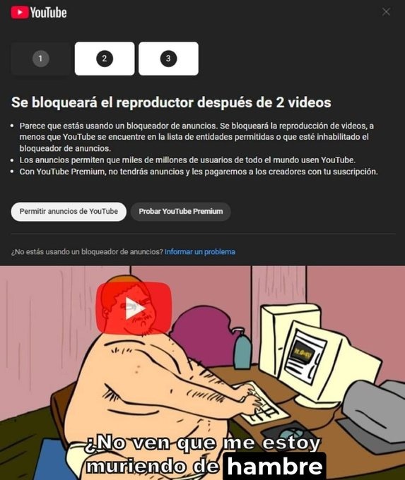 YouTube se esta poniendo n4zi con los anuncios. - meme