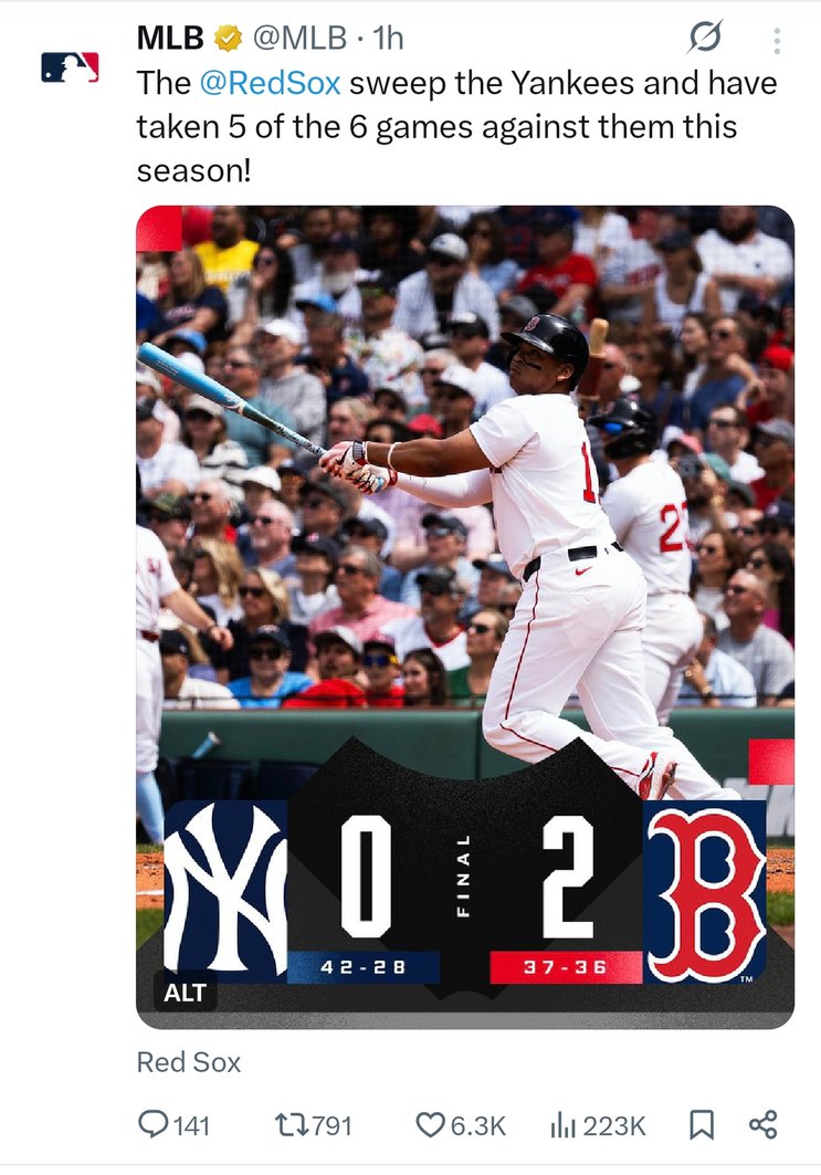 Red Sox sweep Yankees and flex hard this season - meme