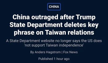 Trump, China and the key phrase on Taiwan relations - meme