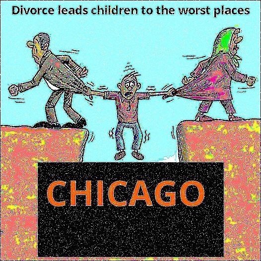 Divorce leads children to Chicago - meme