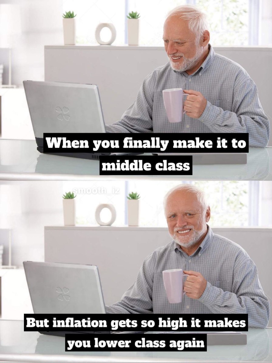 Made it to middle class, inflation said 'not for long' - meme
