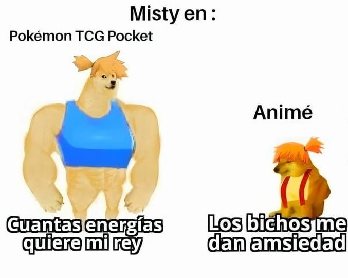 Misty en Pokémon TCG Pocket y yo con ansiedad máxima - meme