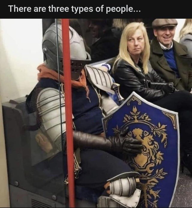 a knight in the subway - meme
