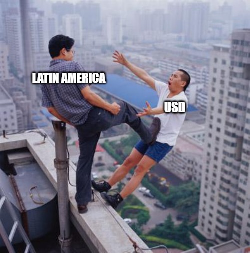 Latinoamérica queriendo sacar su propia moneda - meme