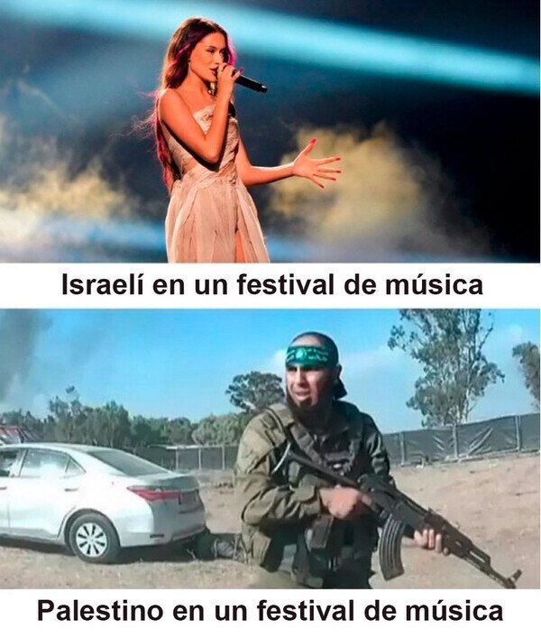 Israel y Palestina en festivales - meme