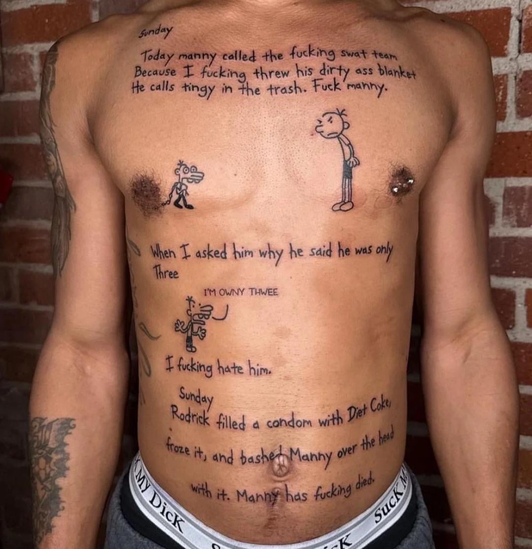 Imagina que eres una mujer, vas a tener sexo con tu novio y ves que tiene esto tatuado - meme