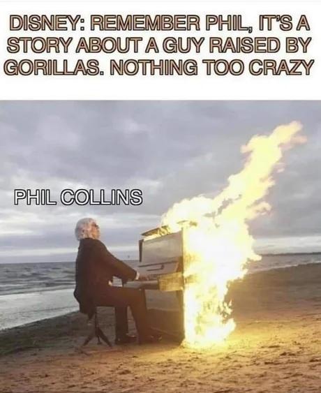 Disney: It’s just gorillas. Phil Collins: Say less - meme