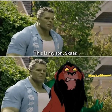 Hulk y su hijo Skaar - meme