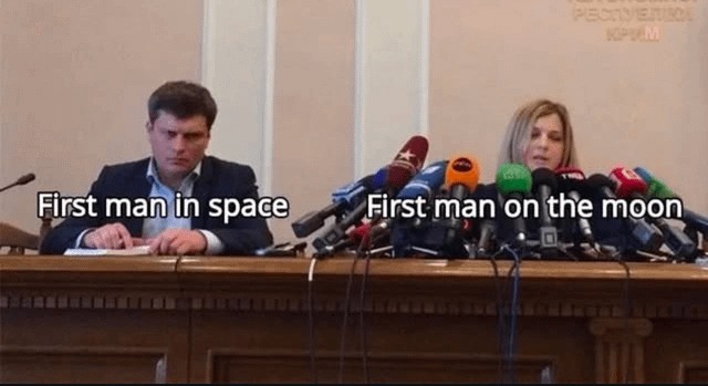 First man in space vs fist man on the moon - meme
