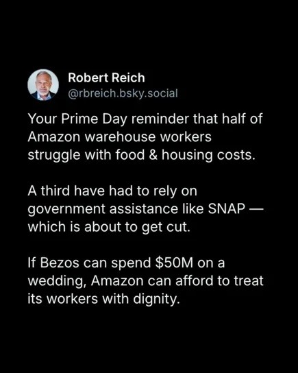 Amazon workers using food stamps while Bezos drops 50M on a wedding - meme