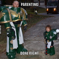 Space marines from the Dark Angels chapter, Warhammer 40000 cosplay.