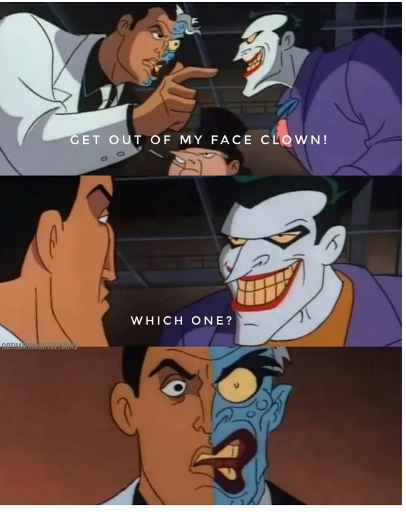 Joker joking about his joking double face - meme