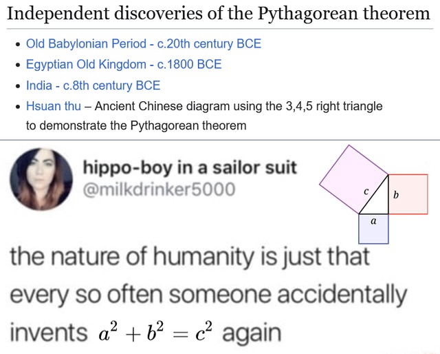 let's rediscover the pythagorean theorem - meme