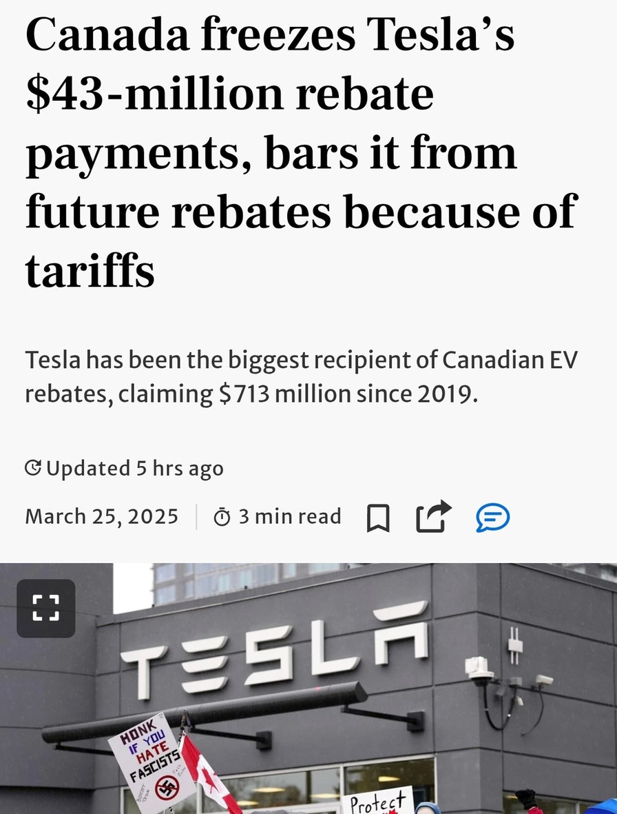 Canada cancels Tesla rebates and now Elon is typing in lowercase on X - meme
