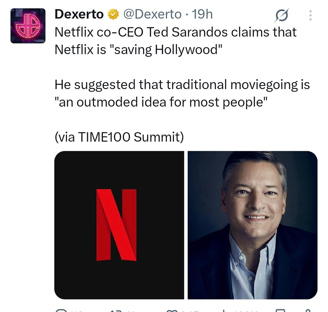 Netflix says movie theaters are dead, and somehow people clapped - meme
