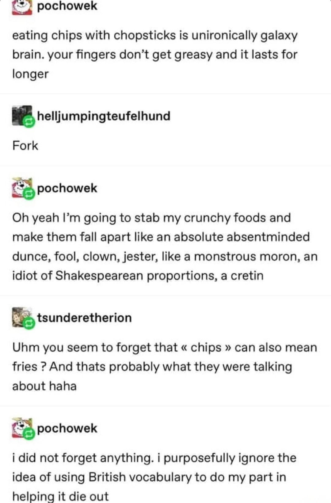 Chopsticks = galaxy brain, forks = clown mode - meme