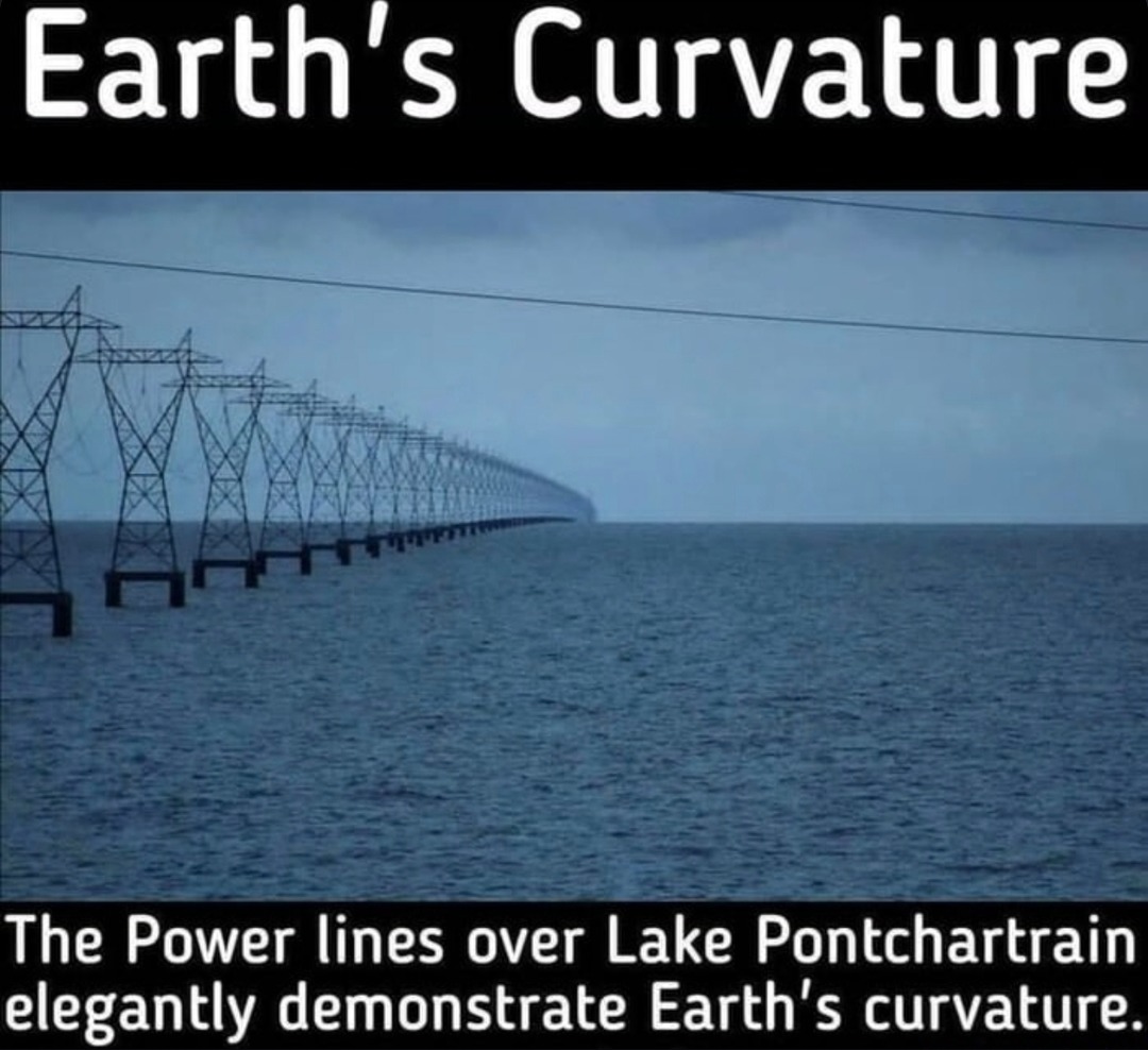 Power lines casually proving Earth’s not flat - meme