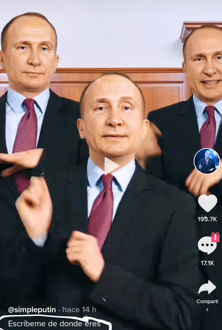 Encontré el tiktok de Putin y está muy estúpido - meme