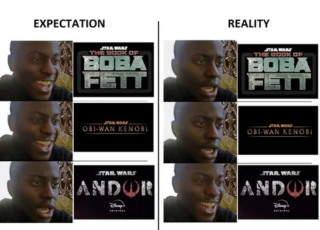 Expectation vs reality in Star Wars series - meme