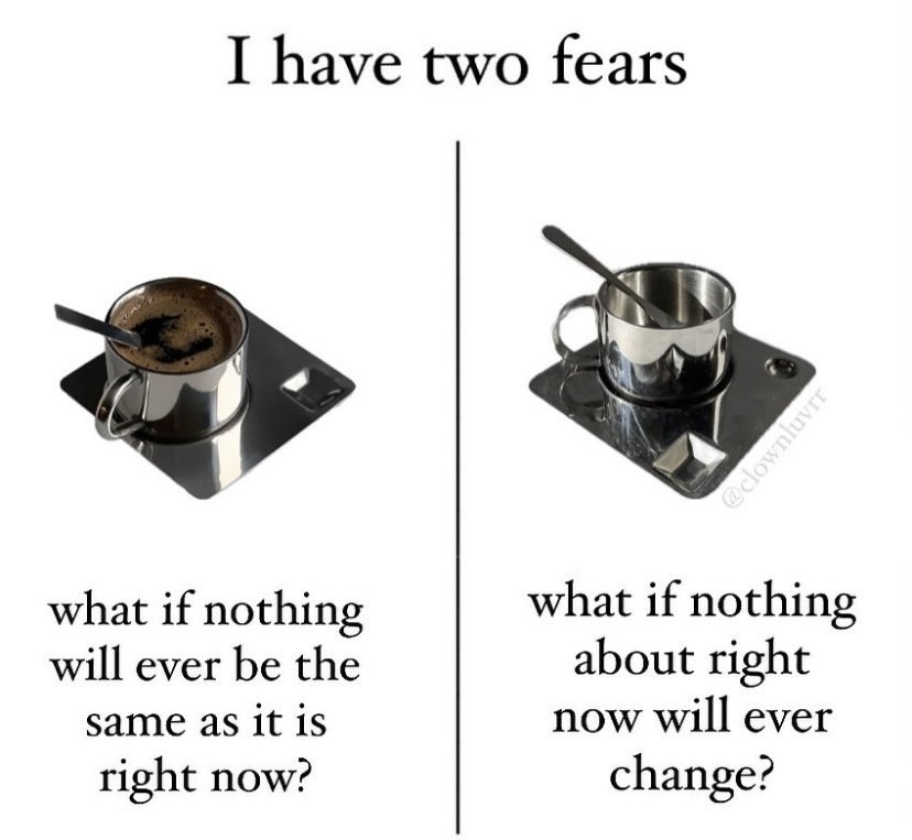 What if nothing ever changes? What if it does and still sucks? - meme