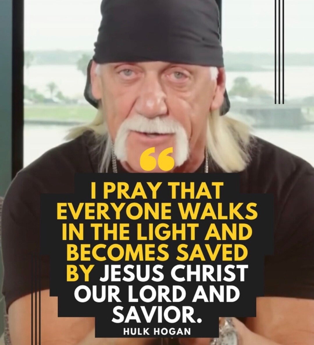Hulk Hogan preaching like it's Wrestlemania Sunday - meme