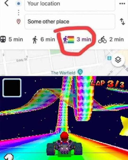 LGBT en rainbow road - meme